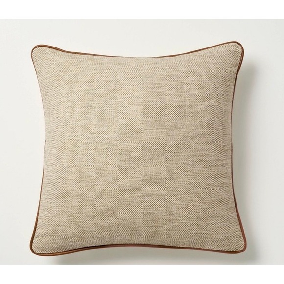 Hearth & Hand with Magnolia Other - Hearth & Hand Tweed Toss‎ Pillow Unisex 18x18 Faux Leather Trim NWT